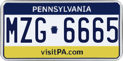 PA license plate MZG6665
