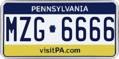 PA license plate MZG6666