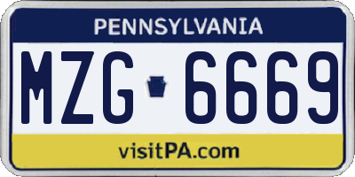 PA license plate MZG6669