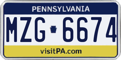 PA license plate MZG6674