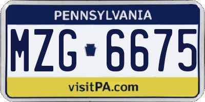 PA license plate MZG6675