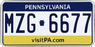 PA license plate MZG6677