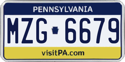 PA license plate MZG6679