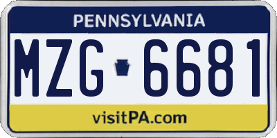 PA license plate MZG6681