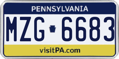 PA license plate MZG6683