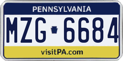 PA license plate MZG6684