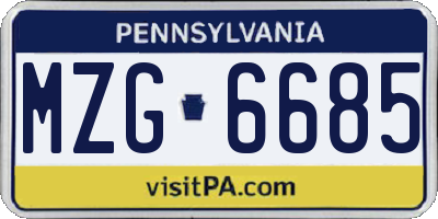 PA license plate MZG6685