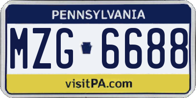 PA license plate MZG6688