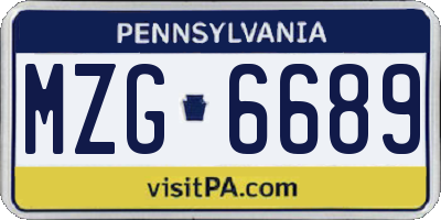 PA license plate MZG6689