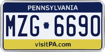 PA license plate MZG6690