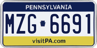 PA license plate MZG6691