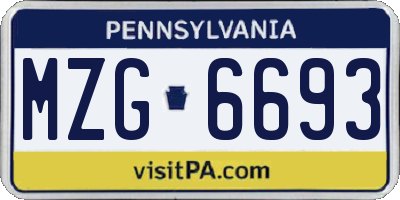 PA license plate MZG6693