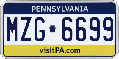 PA license plate MZG6699