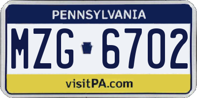 PA license plate MZG6702