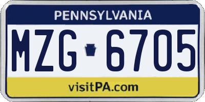 PA license plate MZG6705
