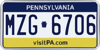 PA license plate MZG6706
