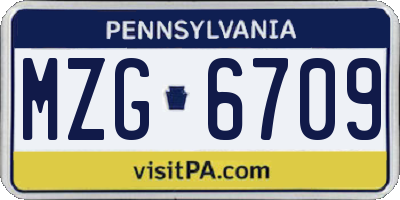 PA license plate MZG6709