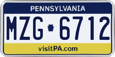 PA license plate MZG6712