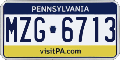 PA license plate MZG6713