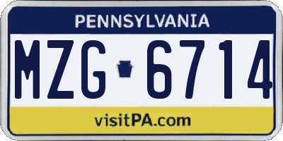 PA license plate MZG6714