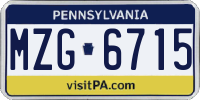 PA license plate MZG6715