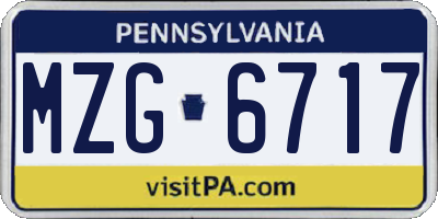 PA license plate MZG6717