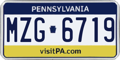 PA license plate MZG6719