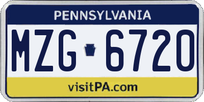 PA license plate MZG6720