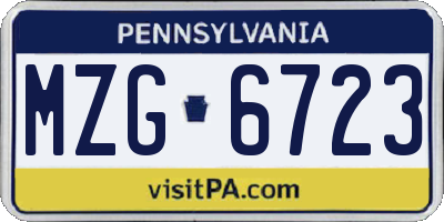 PA license plate MZG6723