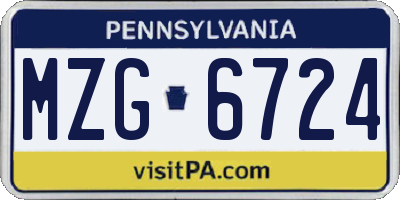 PA license plate MZG6724