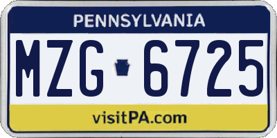 PA license plate MZG6725