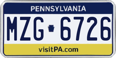 PA license plate MZG6726