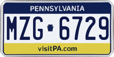 PA license plate MZG6729