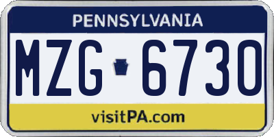 PA license plate MZG6730