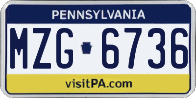 PA license plate MZG6736