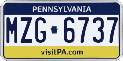 PA license plate MZG6737