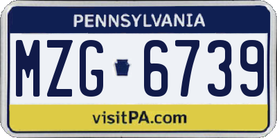 PA license plate MZG6739