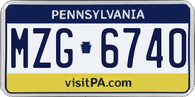 PA license plate MZG6740
