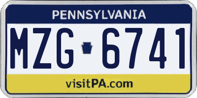PA license plate MZG6741