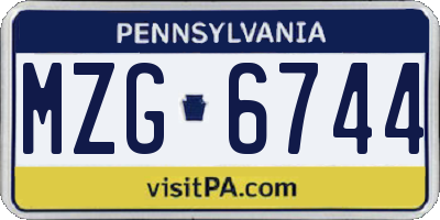 PA license plate MZG6744