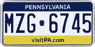 PA license plate MZG6745