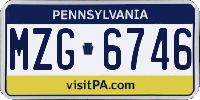 PA license plate MZG6746