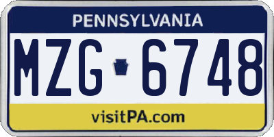 PA license plate MZG6748