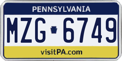 PA license plate MZG6749