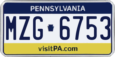 PA license plate MZG6753
