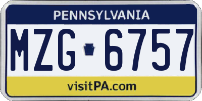 PA license plate MZG6757