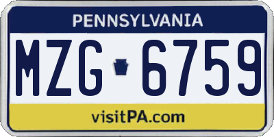 PA license plate MZG6759