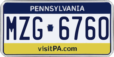 PA license plate MZG6760
