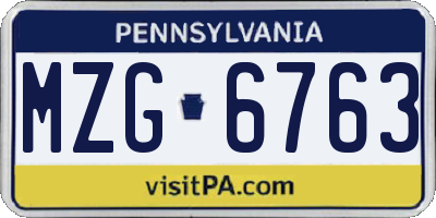 PA license plate MZG6763