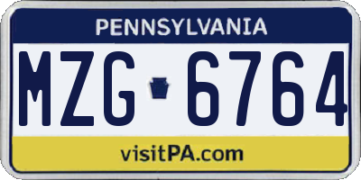 PA license plate MZG6764